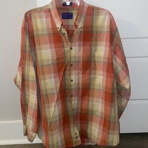 PENDLETON 100% cotton orange yellow dress shirt